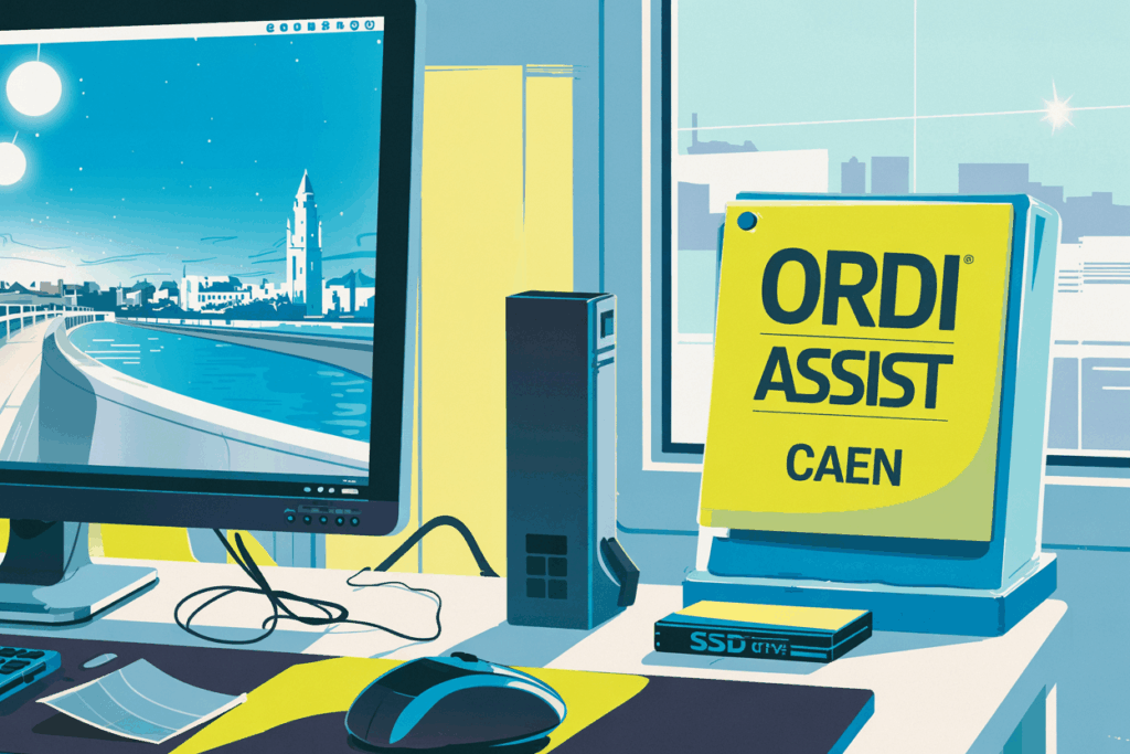 Accompagnement informatique à domicile pour seniors à Caen. ORDI ASSIST vous aide avec clarté, pédagogie et bienveillance depuis Ranville.