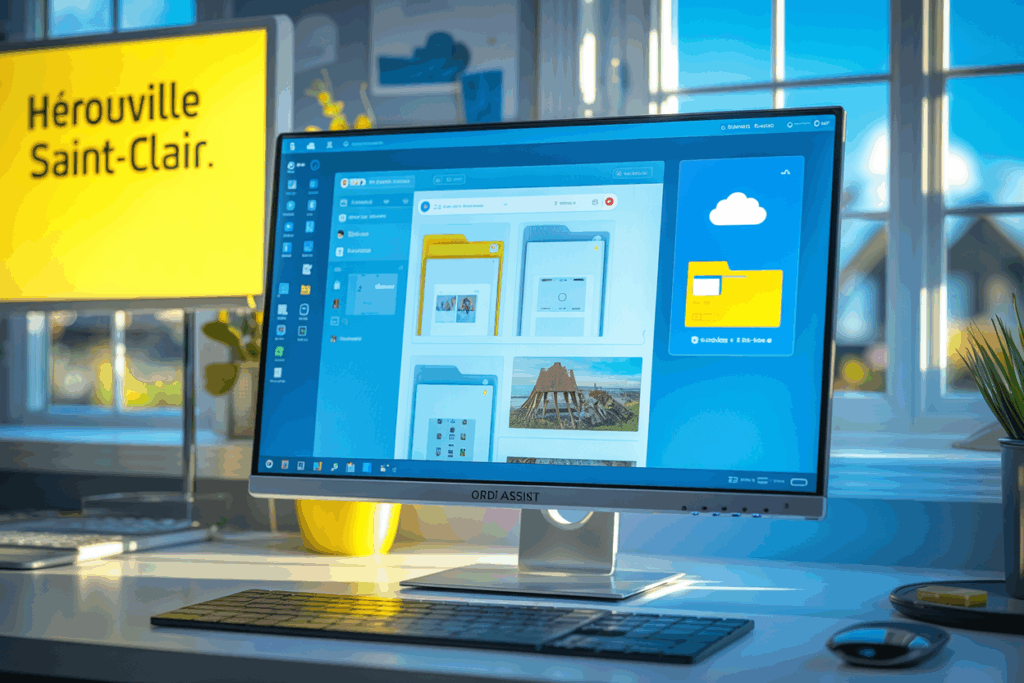 Utiliser cloud à Hérouville facilement avec ORDI ASSIST : stockage en ligne, partage et sécurité expliqués pas à pas à domicile.
